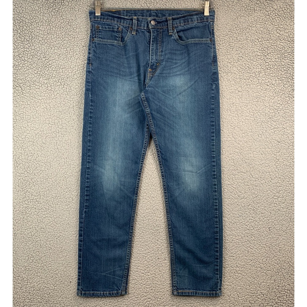Levis 502 Mens Slim Fit Blue Denim Jeans (Actual 33x30) Stretch Casual Pants